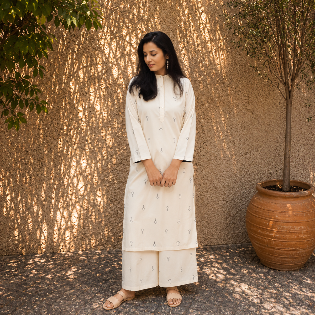 Handloom Cotton Co-ord Set | Handwoven Kurta Pant | KanthaIndia