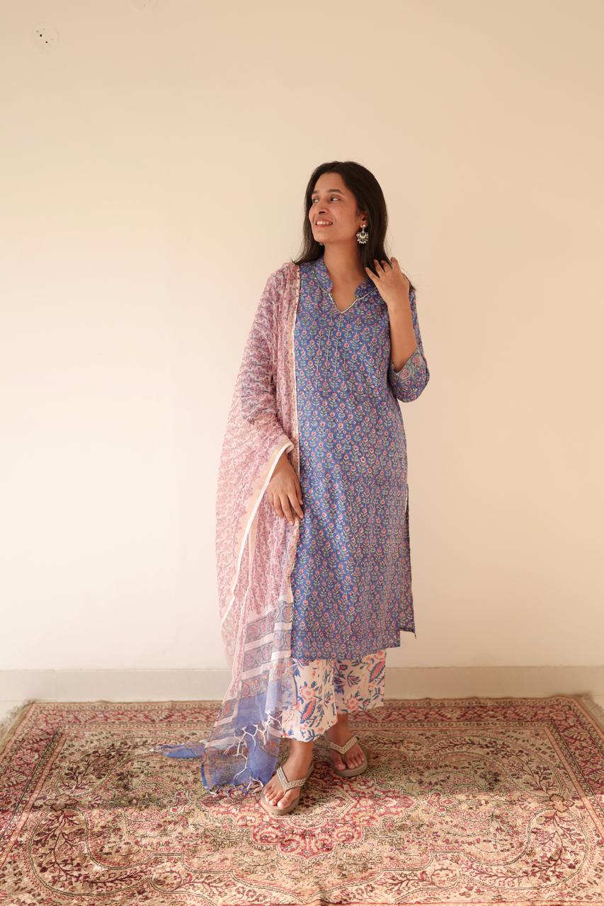 Reha Embroidered Kurta Dupatta Set | KanthaIndia