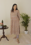 Beige Hand Block Printed Cotton Kurta Set | Clearance Sale | KanthaIndia