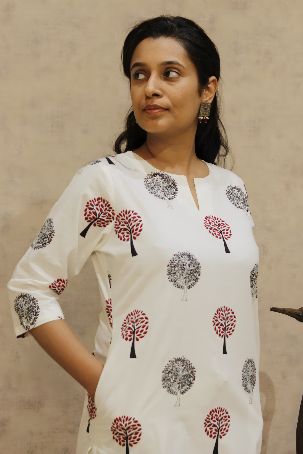 Sugar Maple Cotton Kurta Pant Set | Tree Print | KanthaIndia