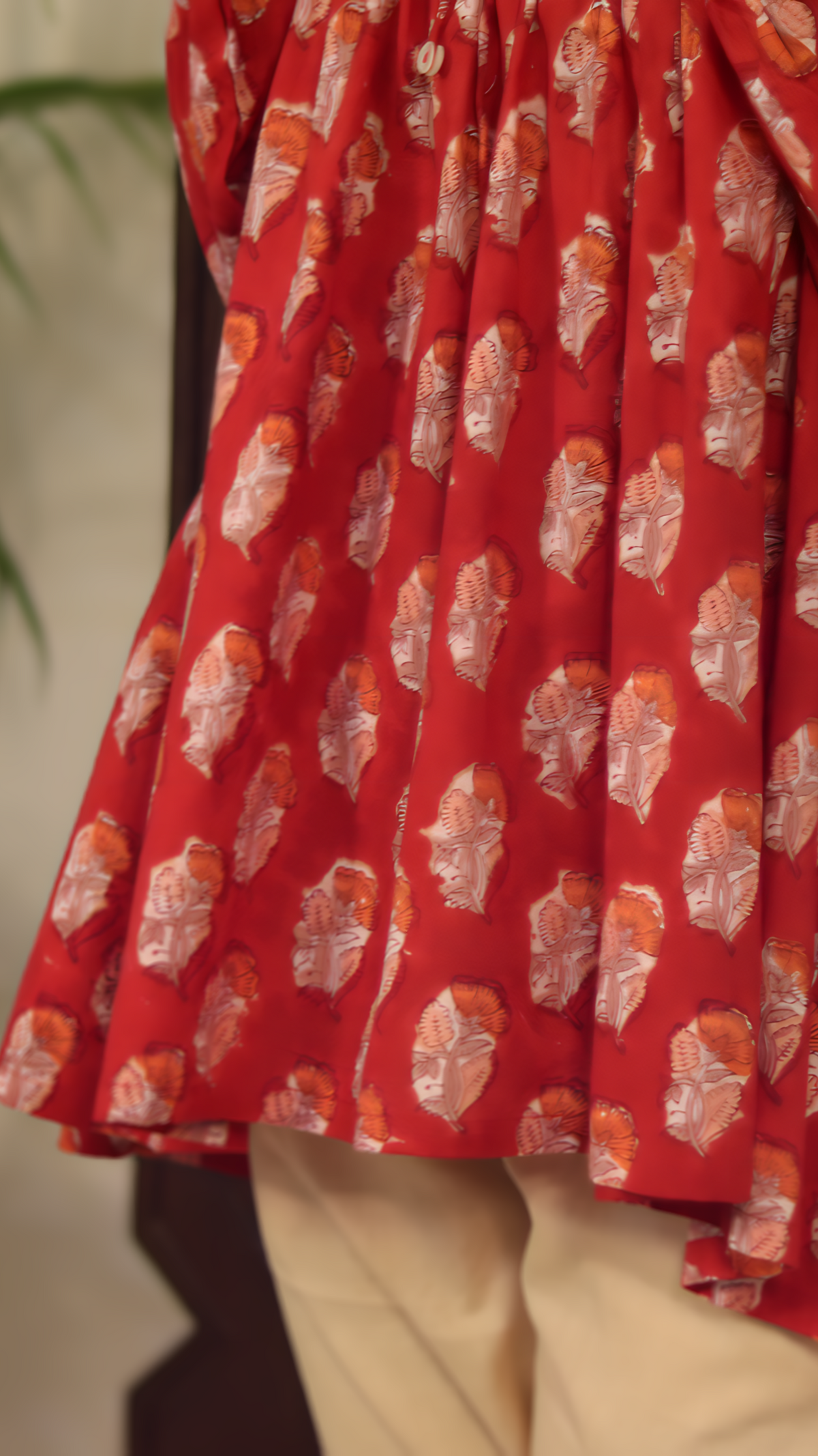 Red Hand Block Printed Cotton Short Top | Jaipur | KanthaIndia