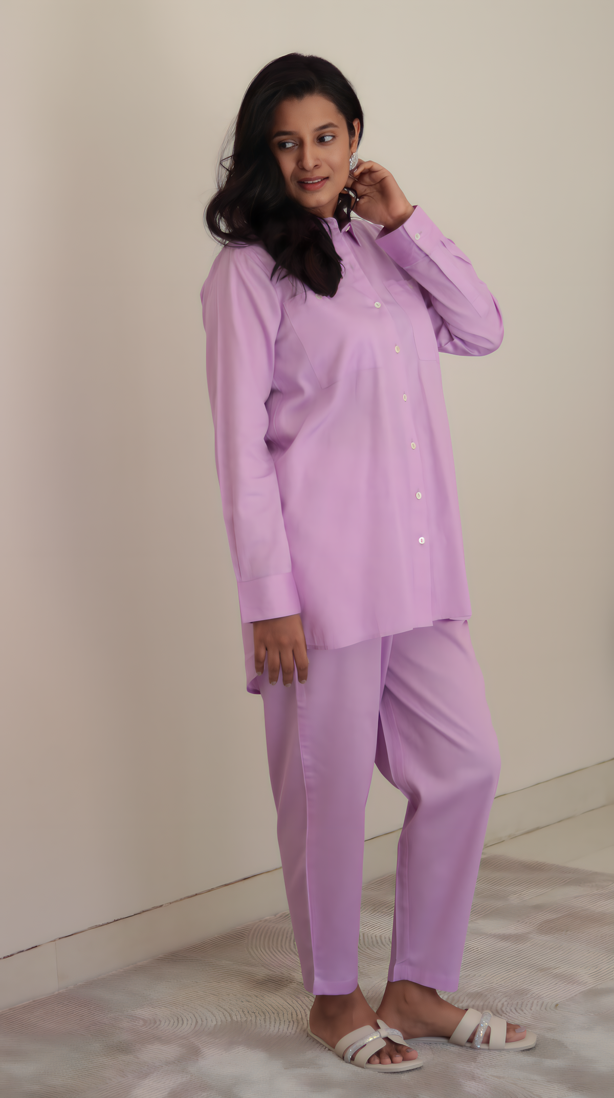 Lilac Jam Cotton Shirt Pant Set | Clearance Sale | With Defects Faded
