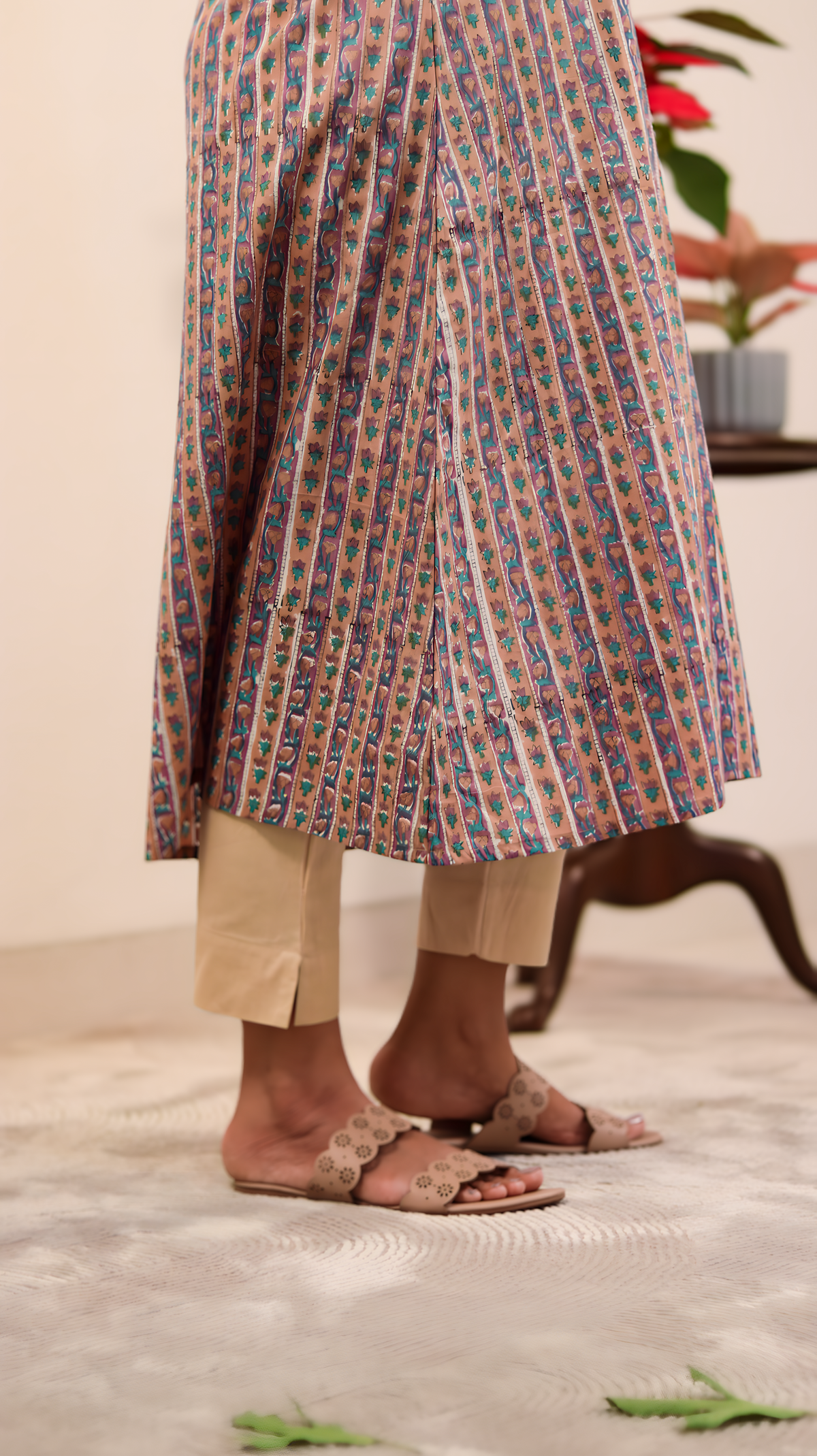 Cotton Hand Block Printed Kurta - Beige