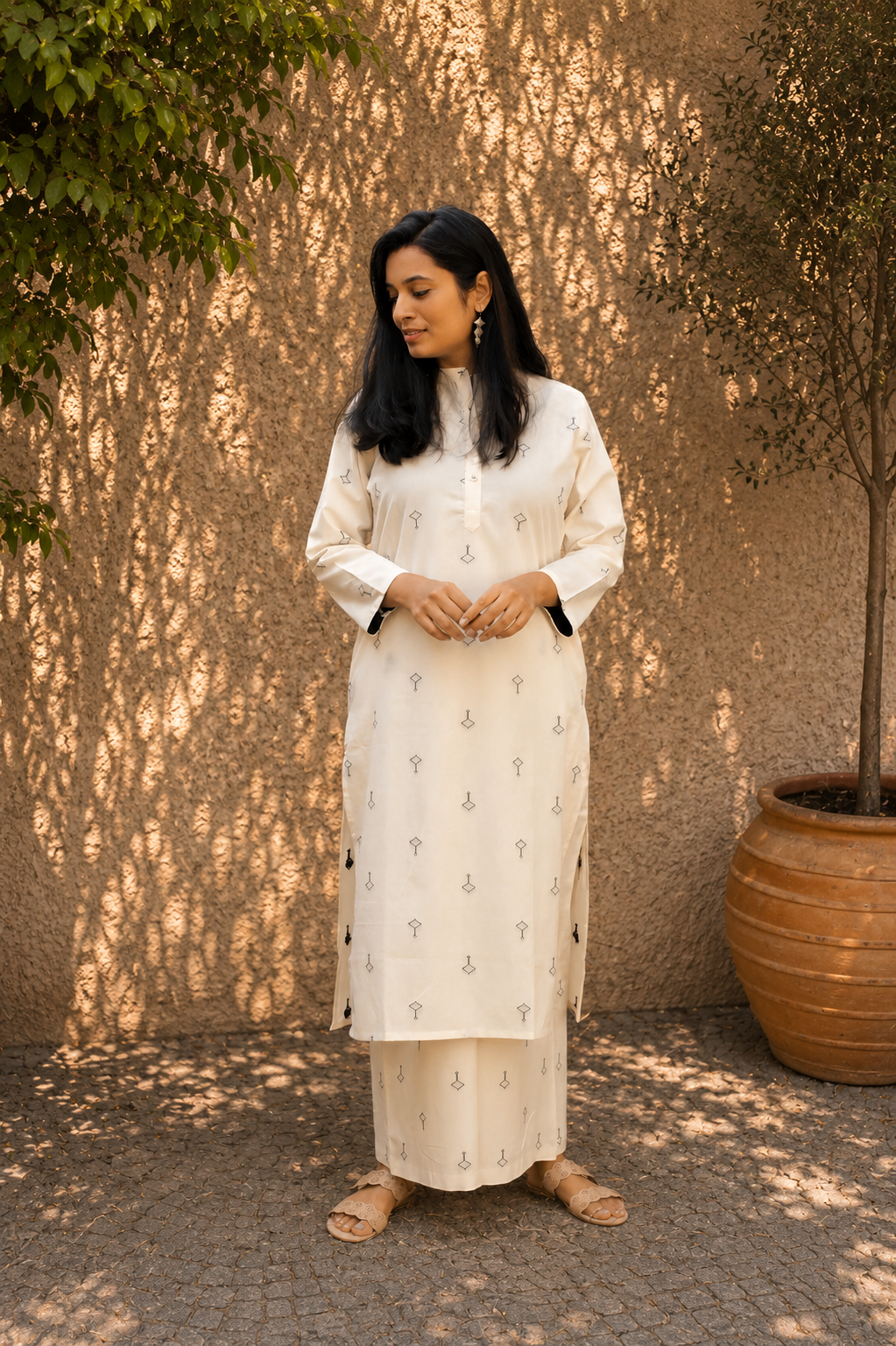 Handloom Cotton Co-ord Set | Handwoven Kurta Pant | KanthaIndia