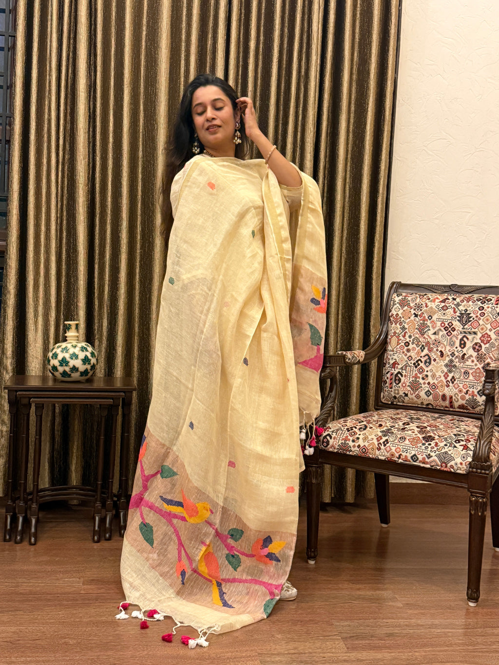 Golden Hour Jamdani Linen Suit Set