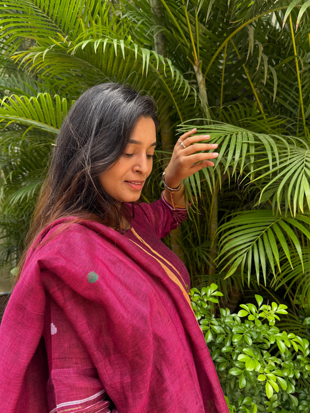 Antara Maroon Jamdani Paithani Dupatta Suit Set