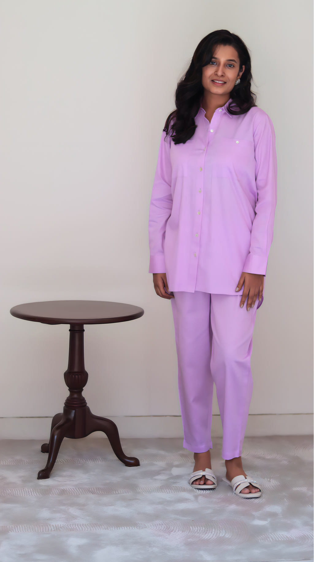 Lilac Jam Cotton Shirt Pant Set | Clearance Sale | With Defects Faded