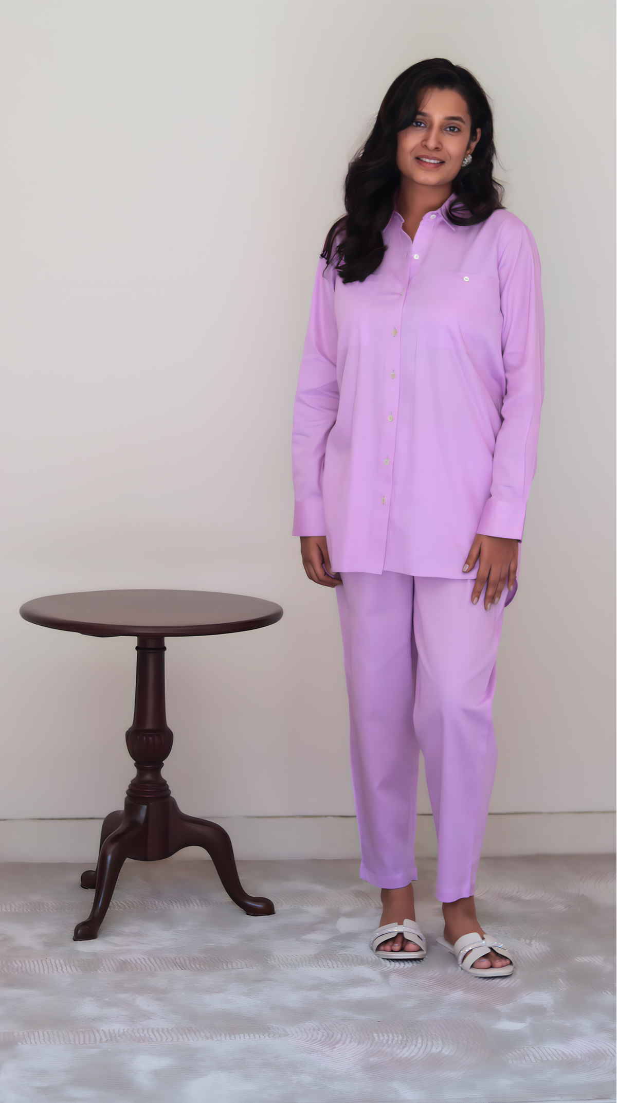 Lilac Jam Cotton Shirt Pant Set | Clearance Sale | With Defects Faded