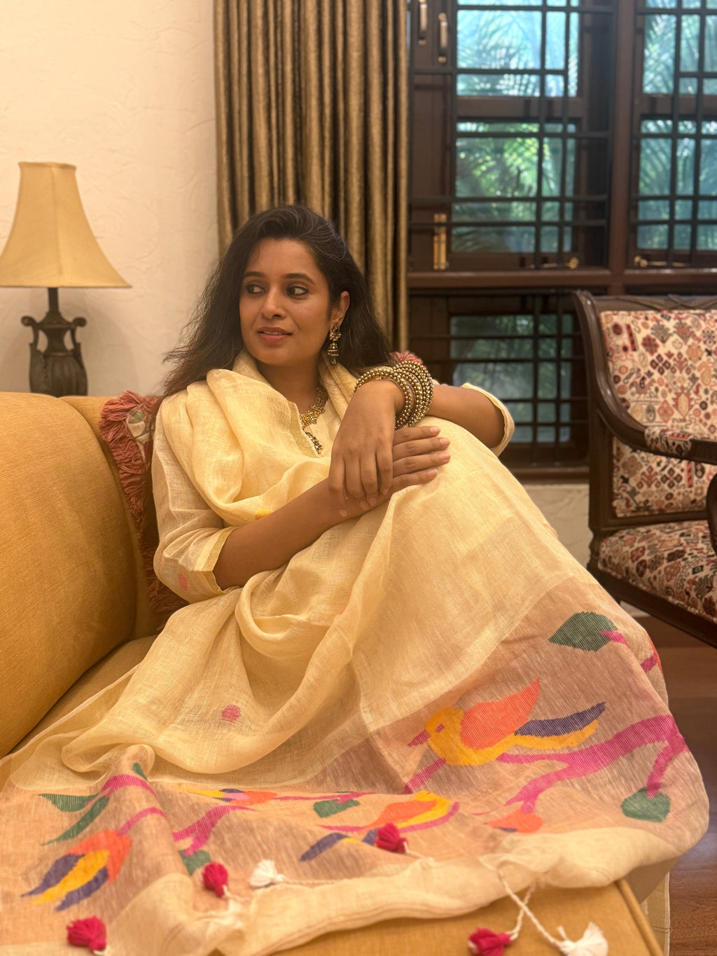 Golden Hour Jamdani Linen Suit Set