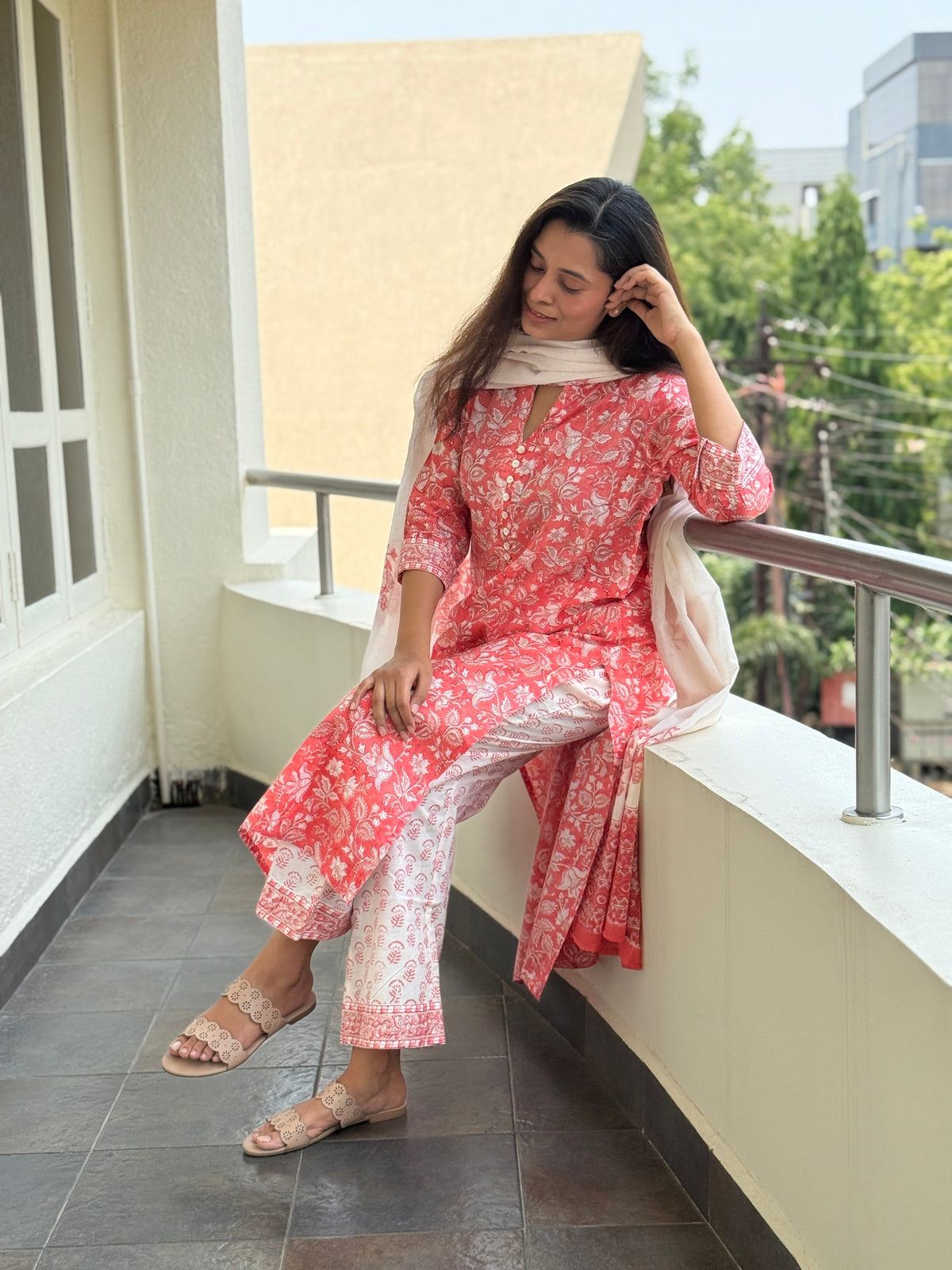 Suryamukhi Bagh Hand Block Printed Cotton Kurta Set | Natural Dyes | KanthaIndia
