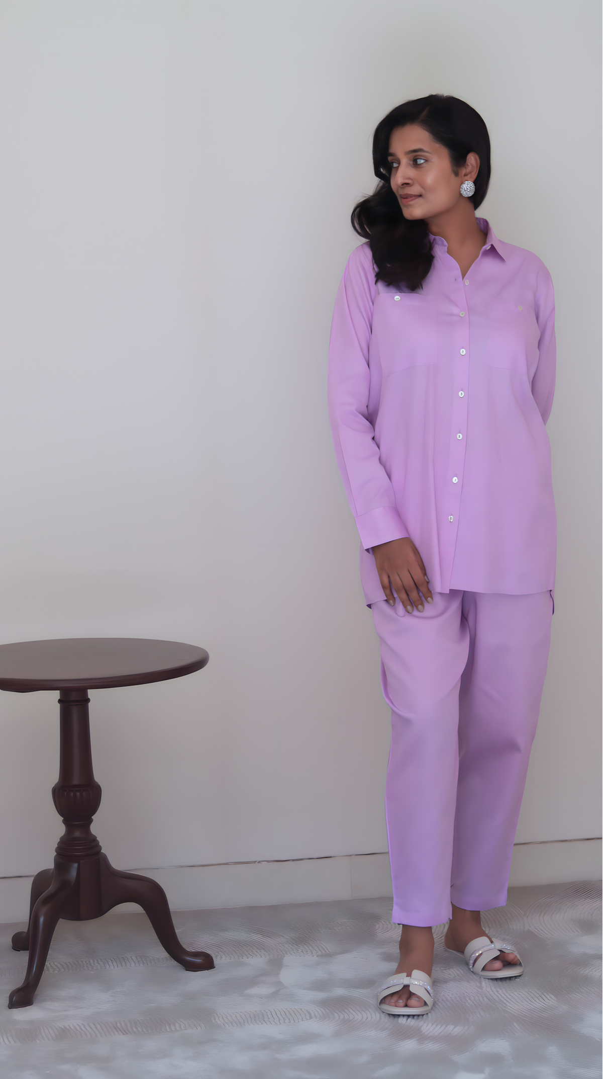 Lilac Jam Cotton Shirt Pant Set | Clearance Sale | With Defects Faded