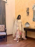 Dhara White Jamdani Paithani Dupatta Suit Set