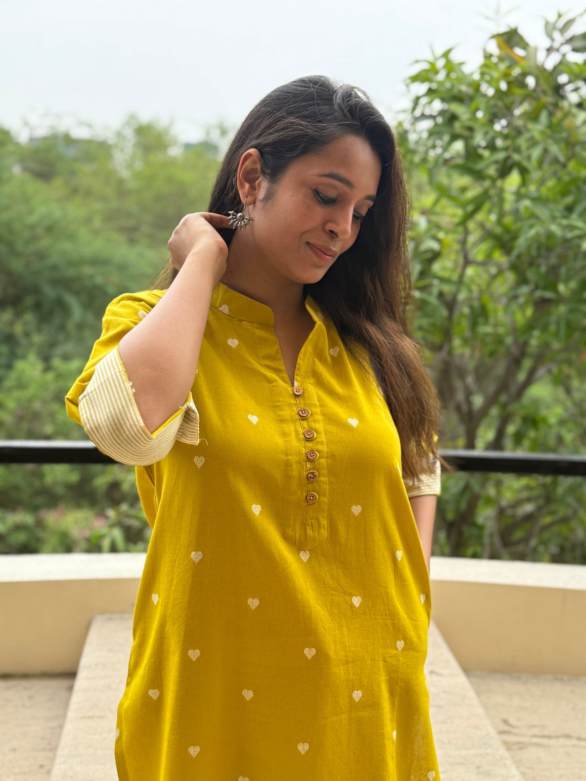 Meher Handloom Cotton Kurta Pant Set | Handwoven Butti | KanthaIndia