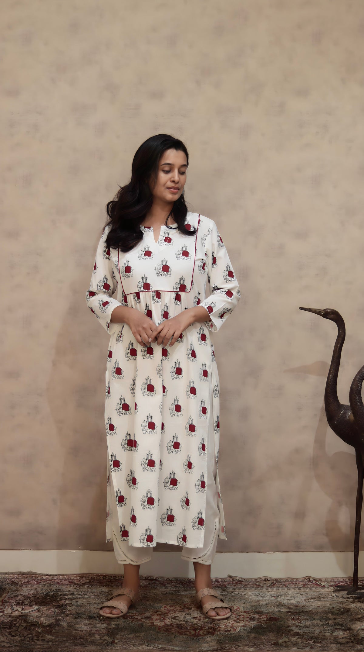 Elephant Print Cotton Kurti | Pure Cotton | KanthaIndia