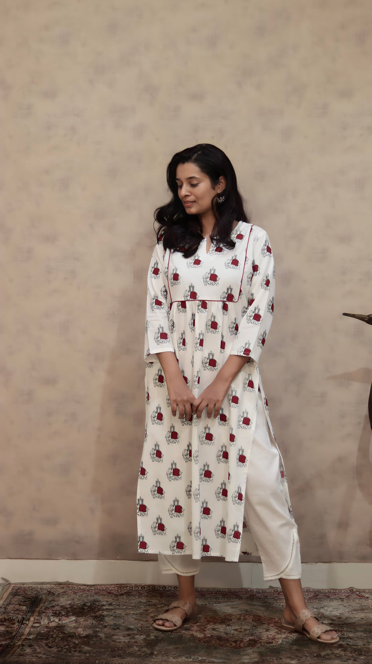 Elephant Print Cotton Kurti | Pure Cotton | KanthaIndia
