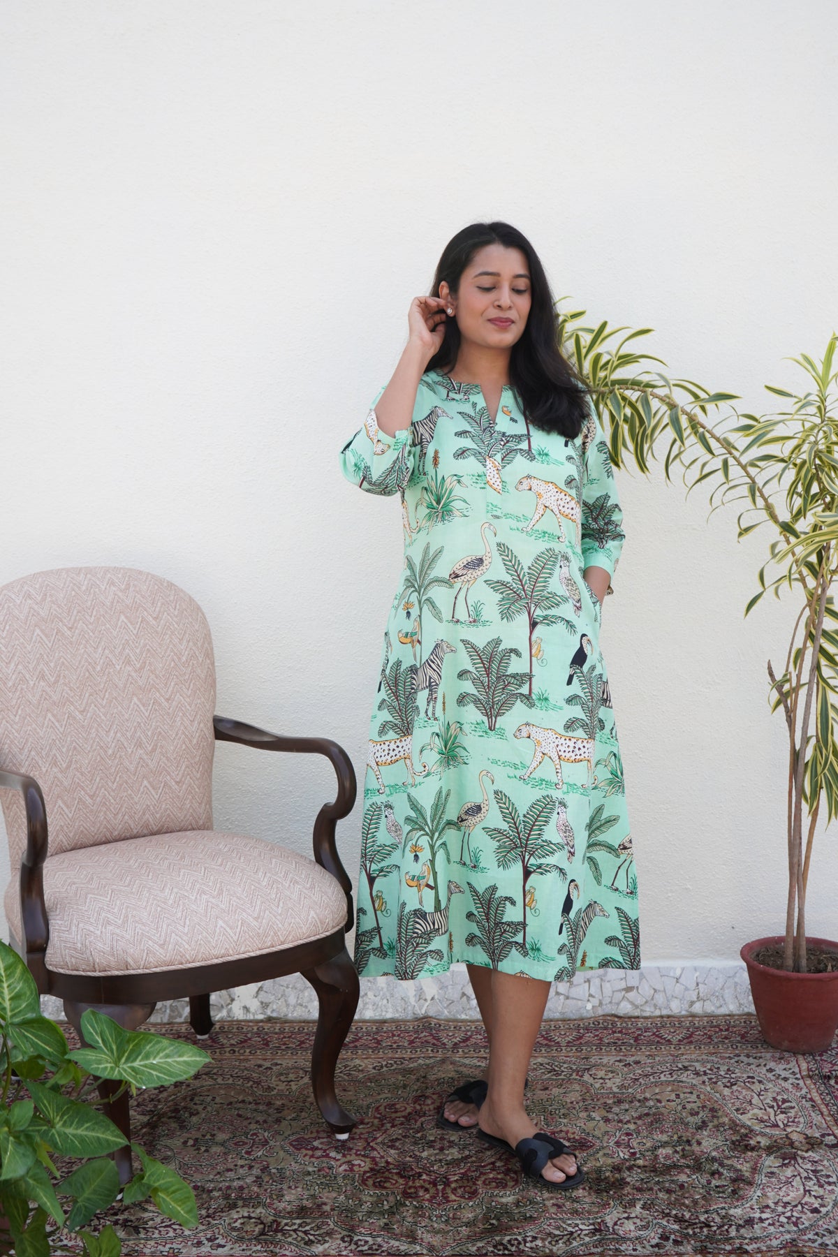 Ilaa Jungle Block Printed Cotton Kurta/Dress