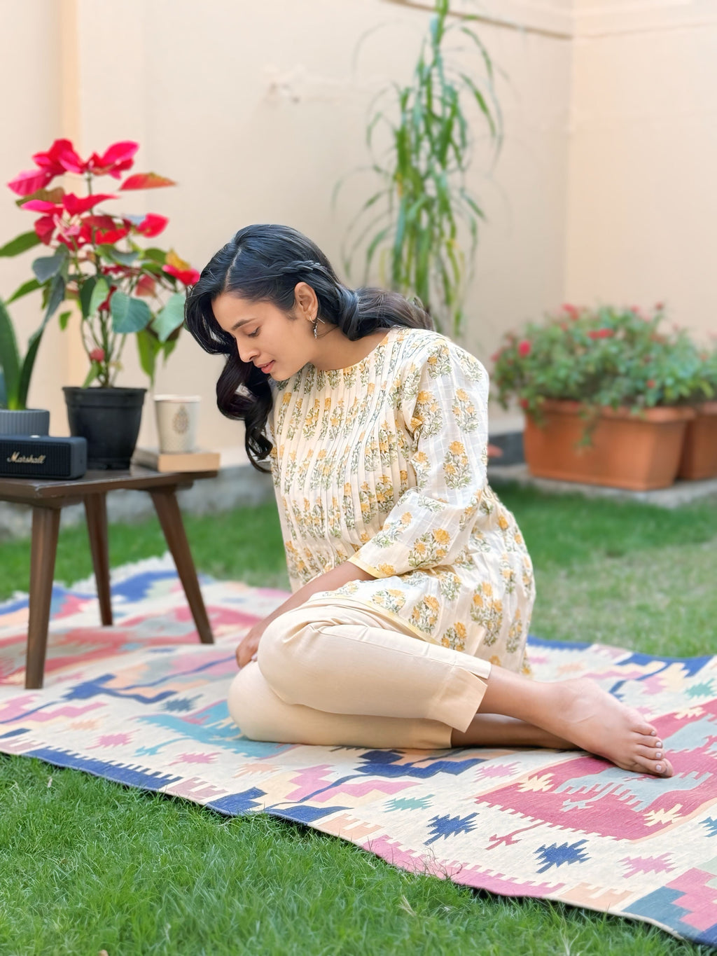 Bloom Hand Block Printed Cotton Short Top | KanthaIndia