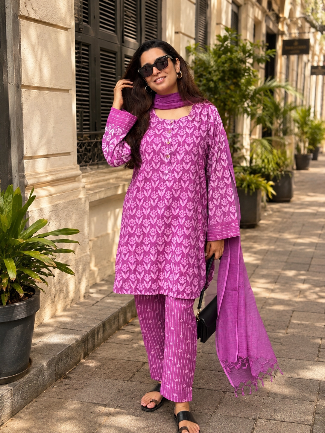 Samadhi Hand Block Print Cotton Kurta Dupatta Set