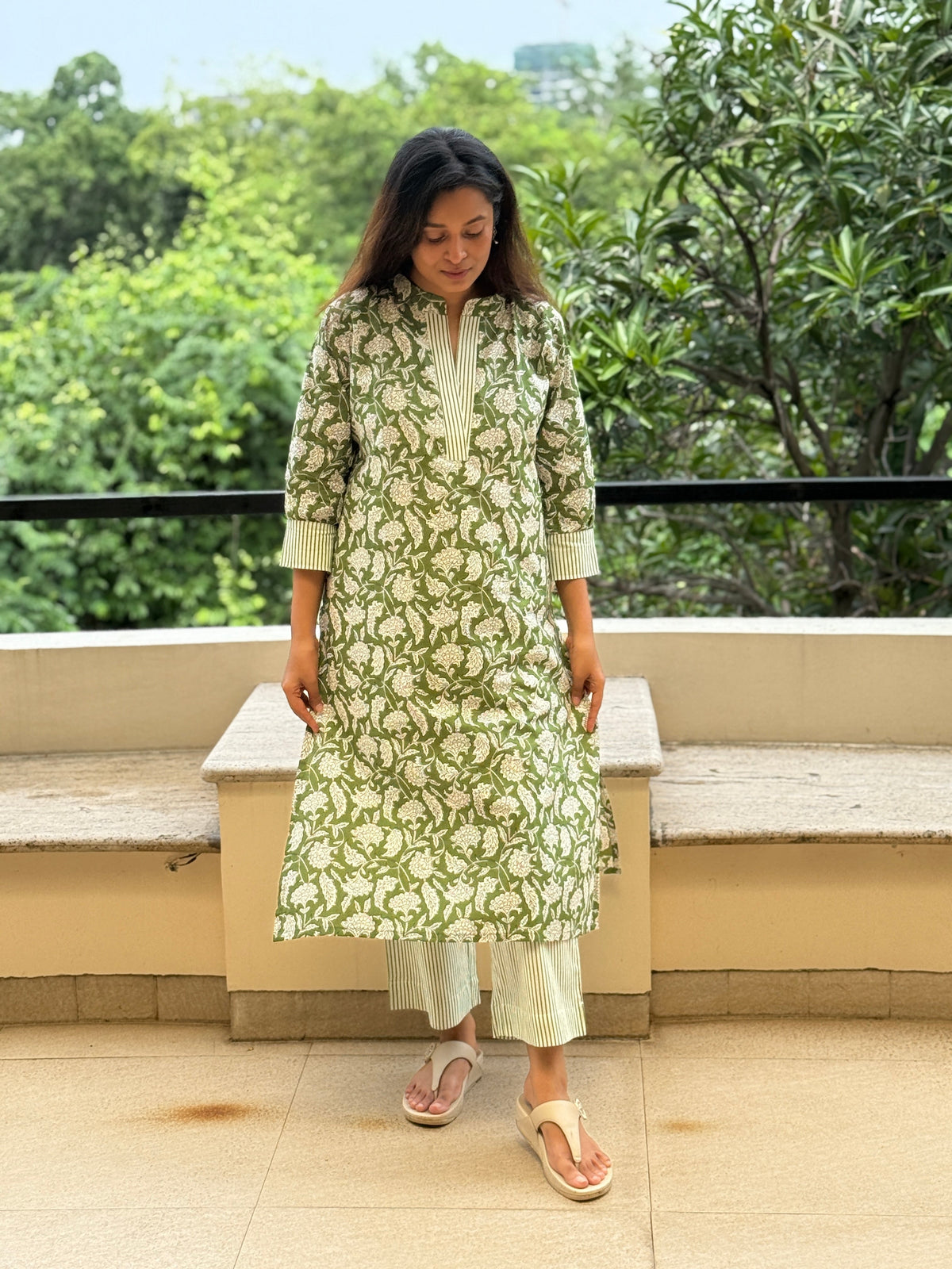 Hariyali Hand Block Printed Cotton Set | KanthaIndia
