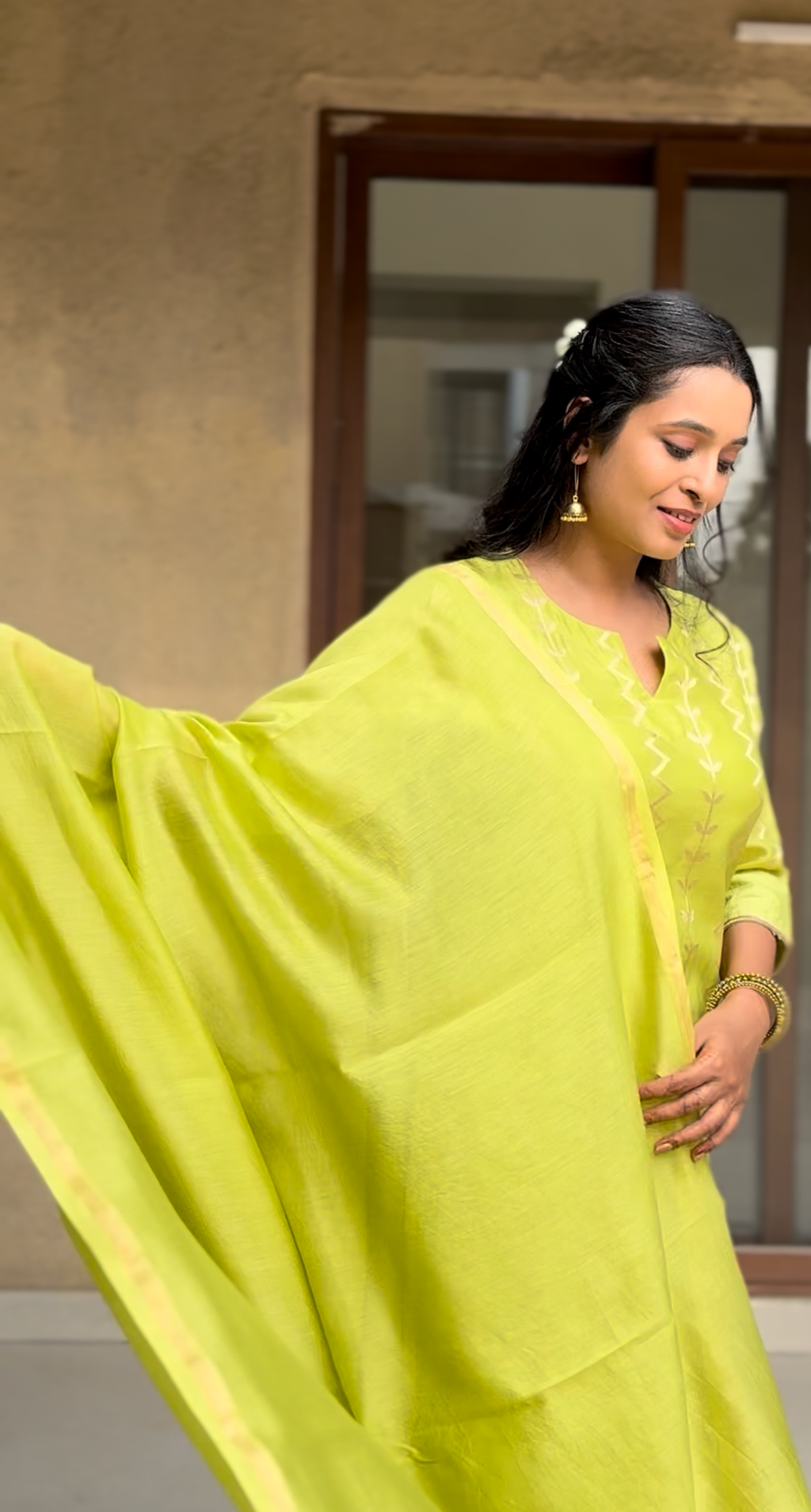 Aadya Banarasi Chanderi Silk Suit Set | Hand Woven | KanthaIndia