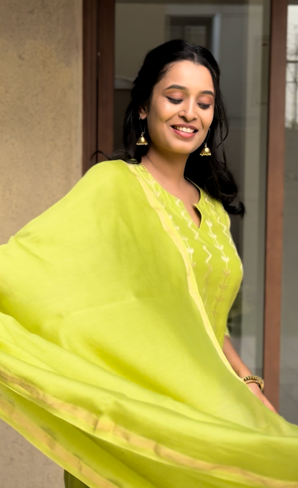 Aadya Banarasi Chanderi Silk Suit Set | Hand Woven | KanthaIndia