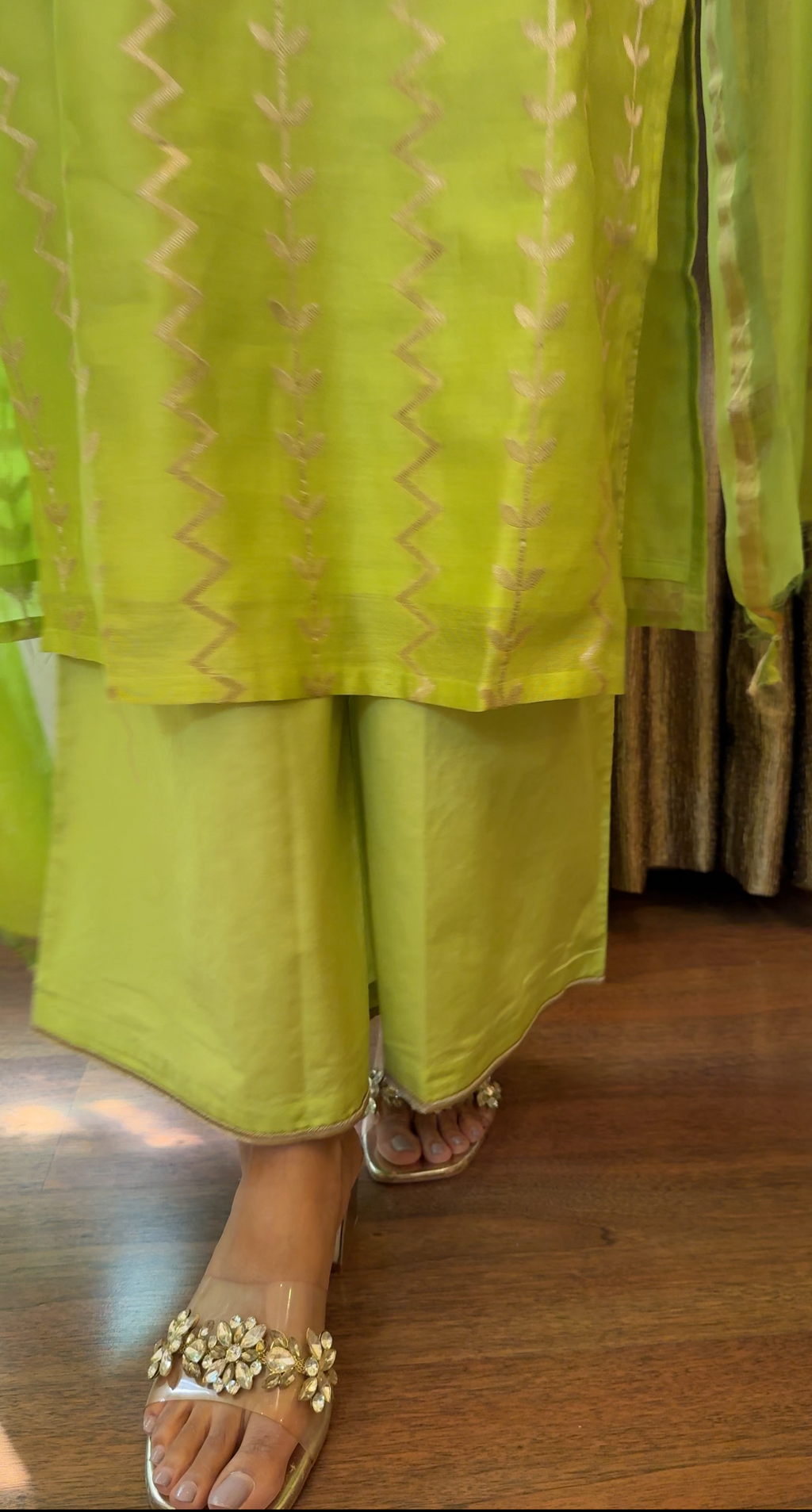 Aadya Banarasi Chanderi Silk Suit Set | Hand Woven | KanthaIndia