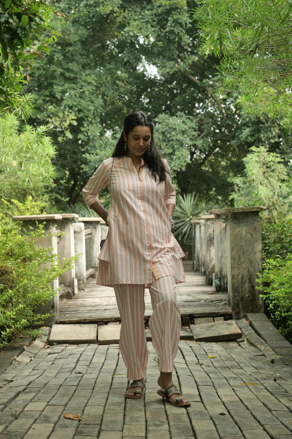 Ribbon Cotton Chevron Coord Set ~ Handloom