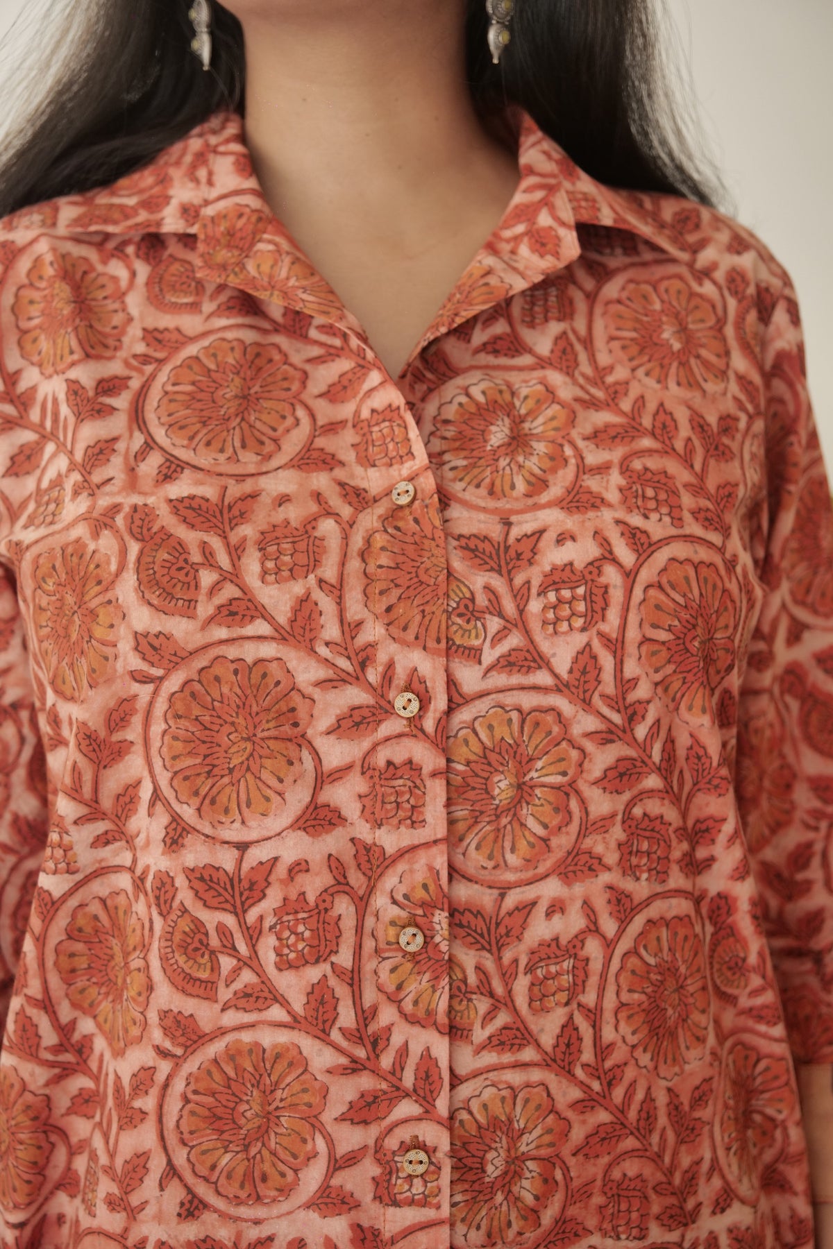 Cotton Vanaspati Brick Orange Kurta Set