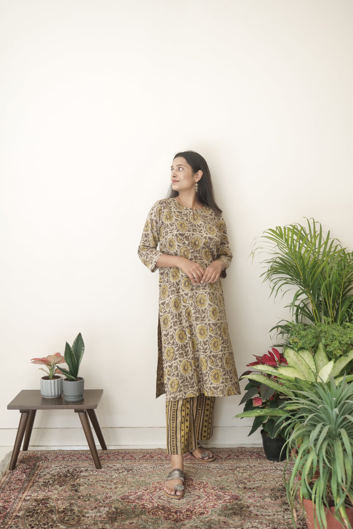 Cotton Vanaspati Mud Kurta Set